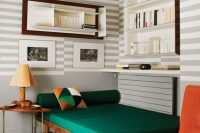 06 Striped walls and a bold green couch