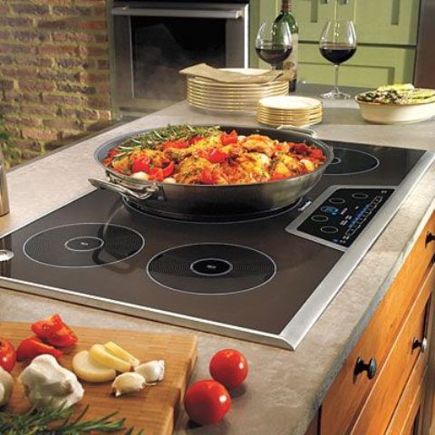 kitchen island with a minimal cook top