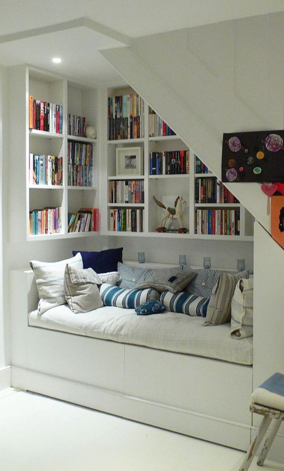 reading nook under the stairs