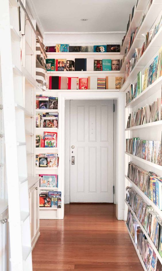 Ribba bookshelves above the doorway