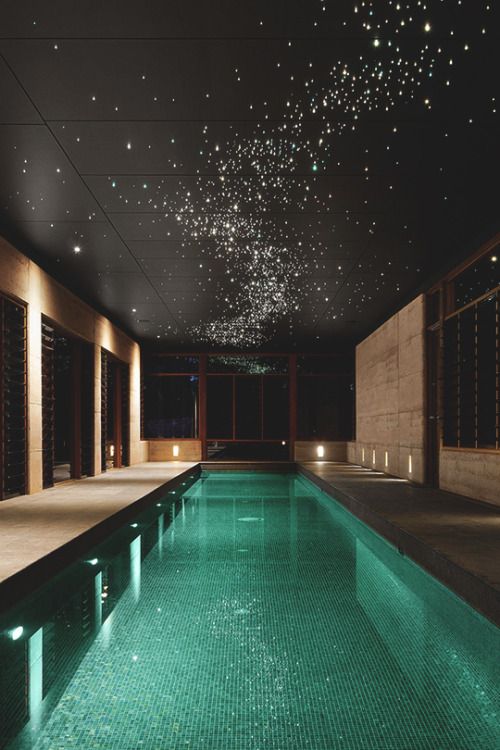 indoor swimming pool with star lights above