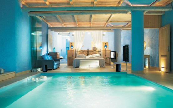 Bedroom With A Pool In The Mykonos Blu Resort