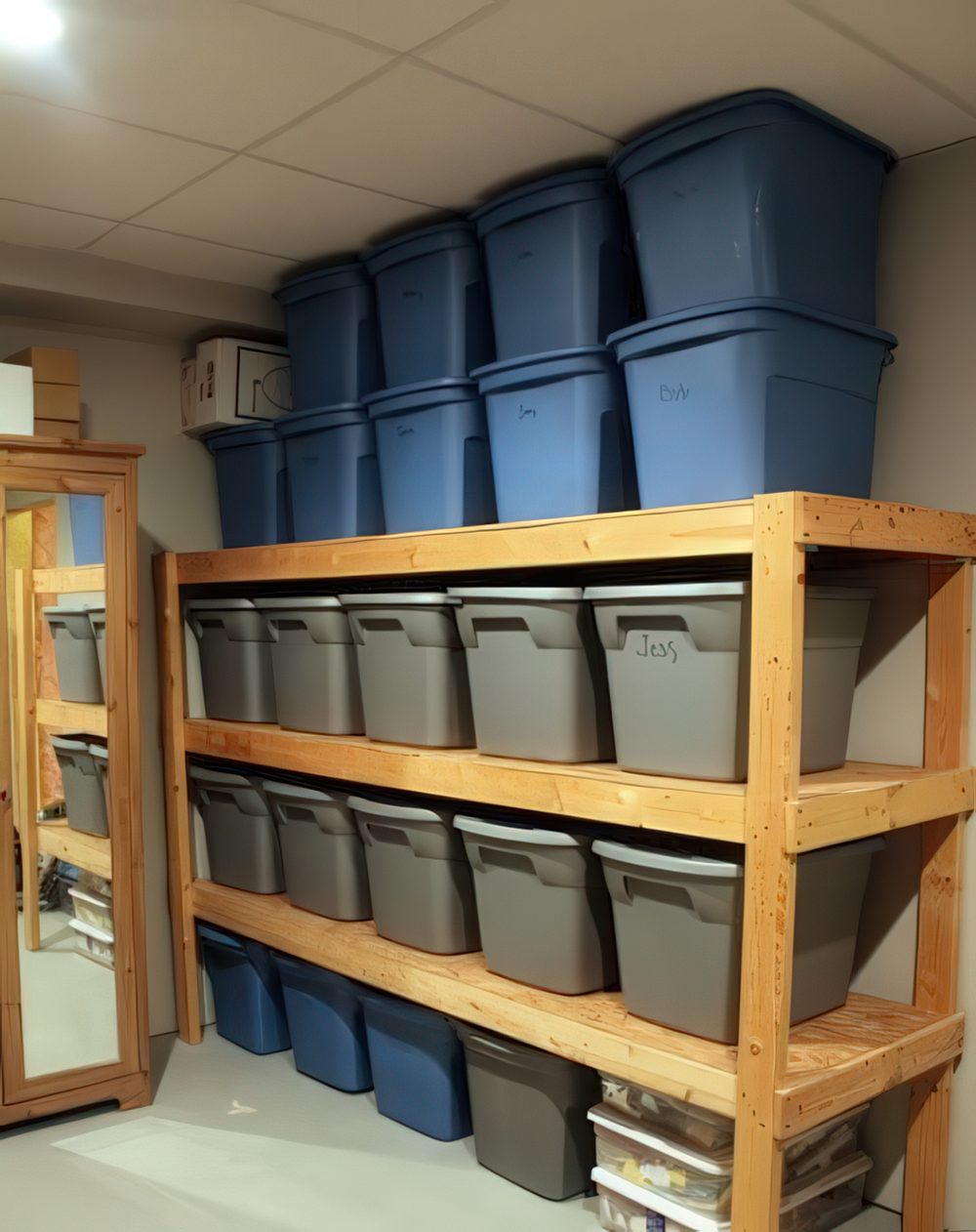 plastic cubbies storage for a basement