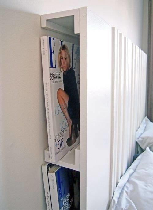 Ribba magazine and book stand inside the headboard