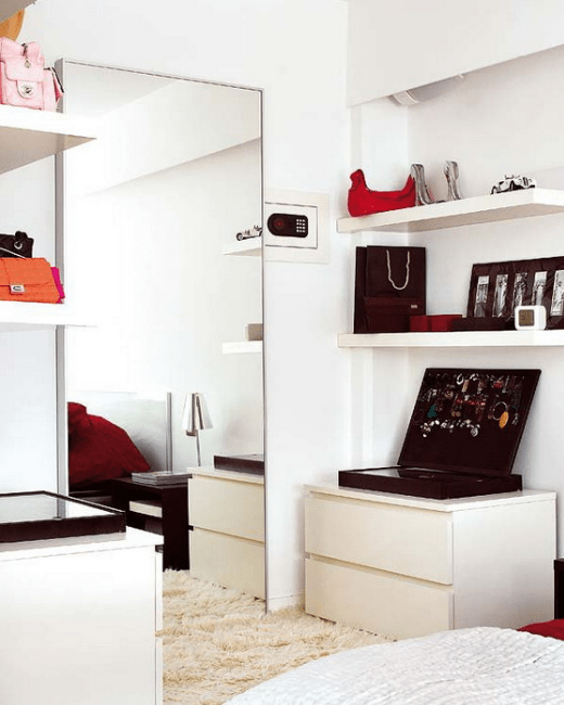 dressing corner with a mirror