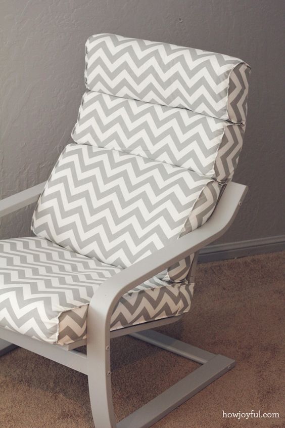 IKEA Poang hack in grey color and with a chevron cover