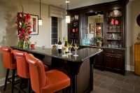 15 basement bar with orange touches