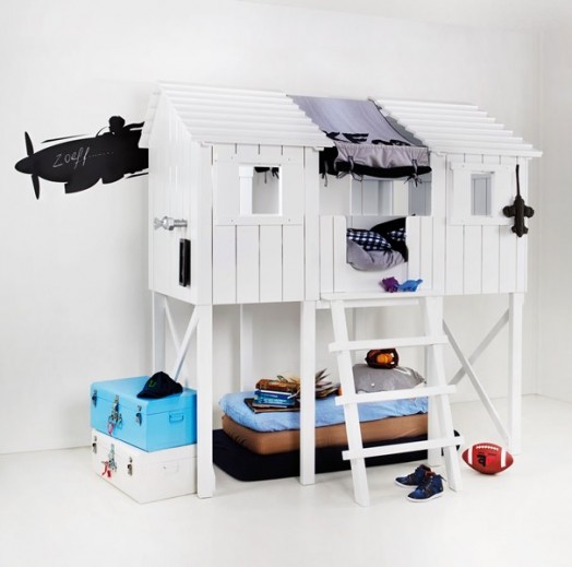 a scandinavian tree house kid bed