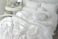 15 white ruffled bedding