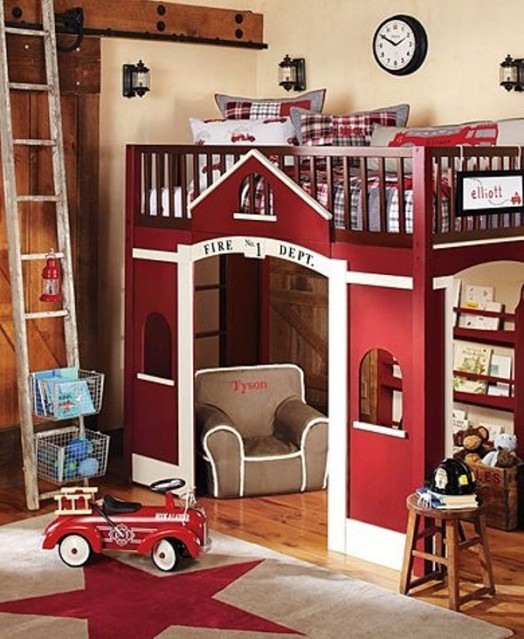 a fire department kid bed
