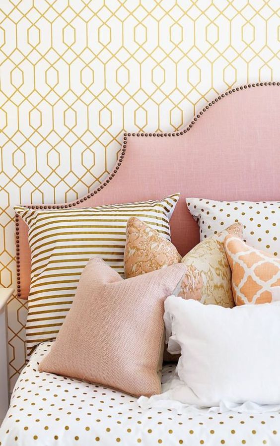 nailed fabric pink headboard