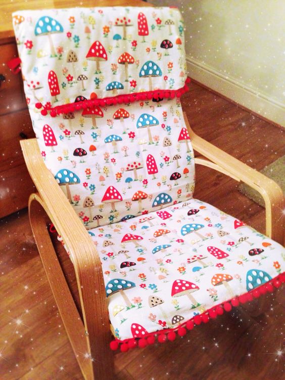 Poang chair reupholstered for a nursery