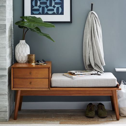 practical mid-century storage bench