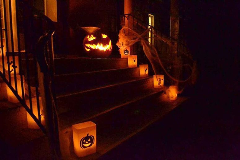 Don't go overboard with lighting at Halloween. Less is more. You need to create the creepy atmosphere, right?