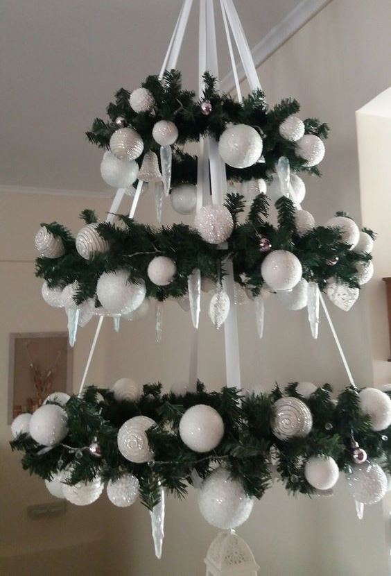 Christmas New Year Balls Ornament 6ps Xmas Tree Hanging Decor Diamond Chain Home 