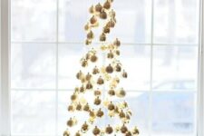 a lovely hanging Christmas tree made of ornaments