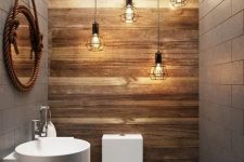a wood accent wall is perfect for an industrial touch