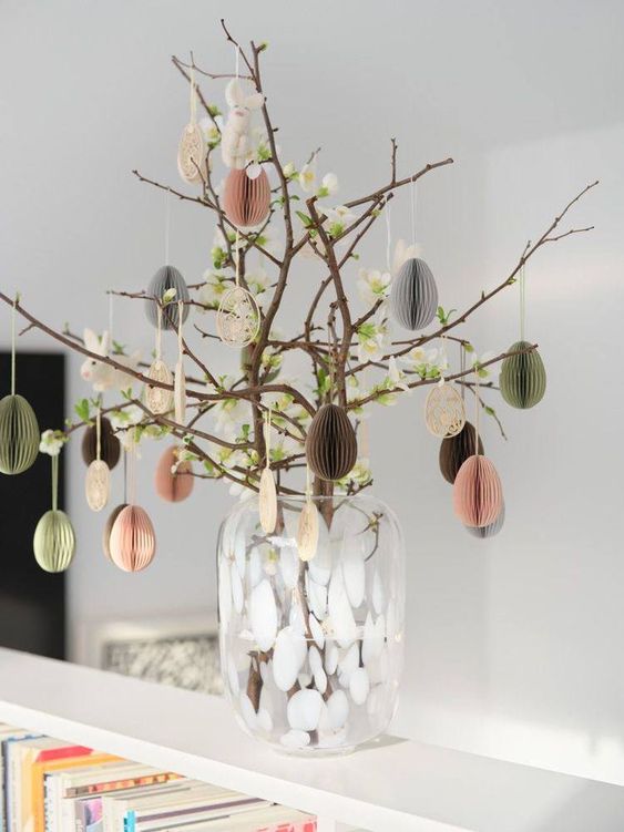 blooming branches decorated with paper eggs are a lovely Easter tree to rock and they are easy to make