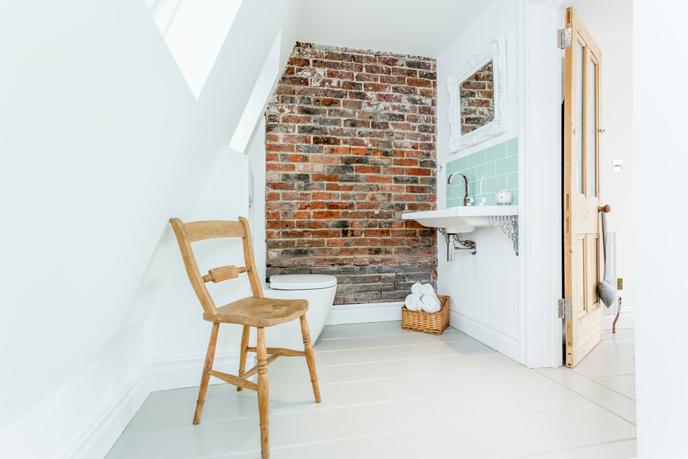 It's a good practice to cover bricks with water-based sealant in a bathroom.