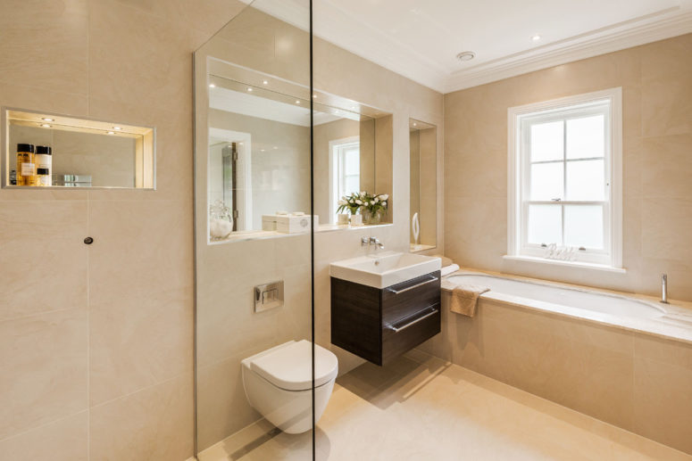 61 Calm And Relaxing Beige Bathroom Design Ideas - DigsDigs