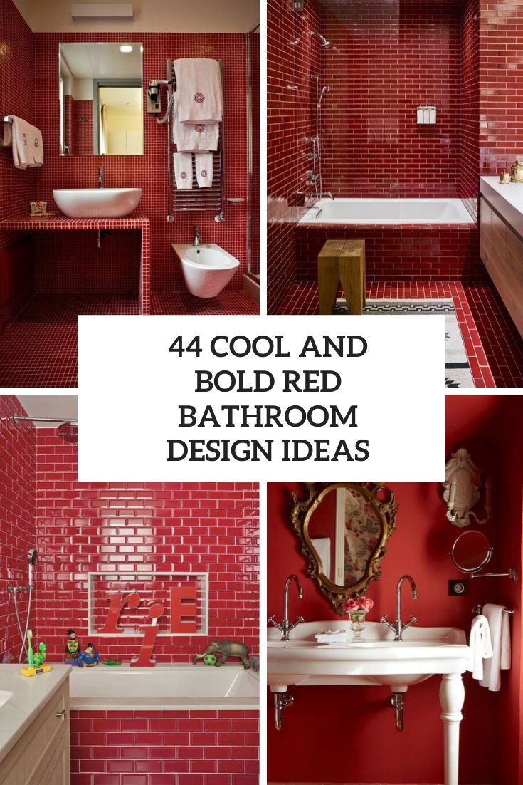 cool and bold red bathroom design ideas cover