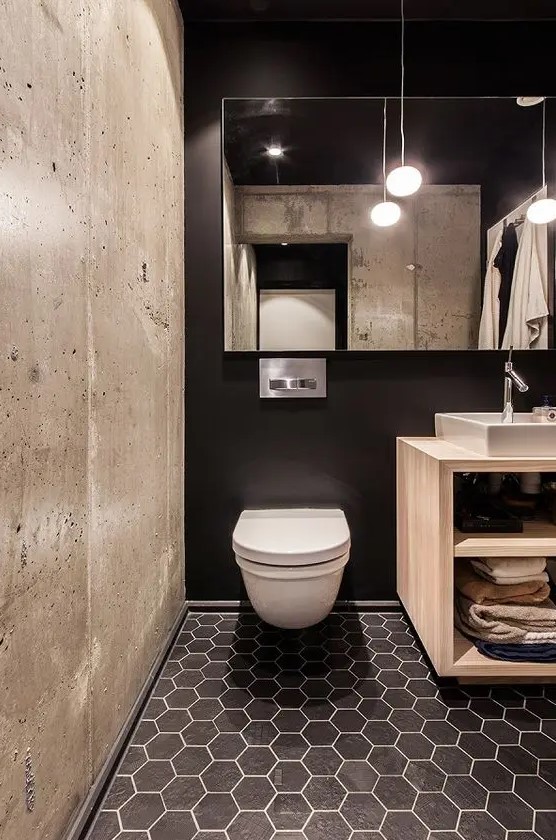 69 Almost Pure Black Bathroom Design Ideas - DigsDigs