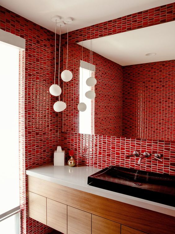 red bathroom ideas small