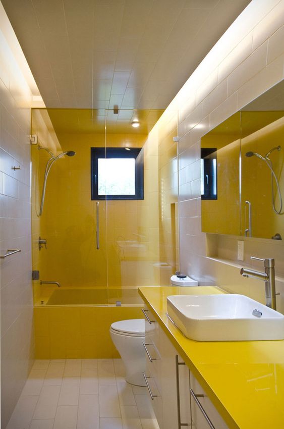57 Sunny Yellow Bathroom Design Ideas DigsDigs