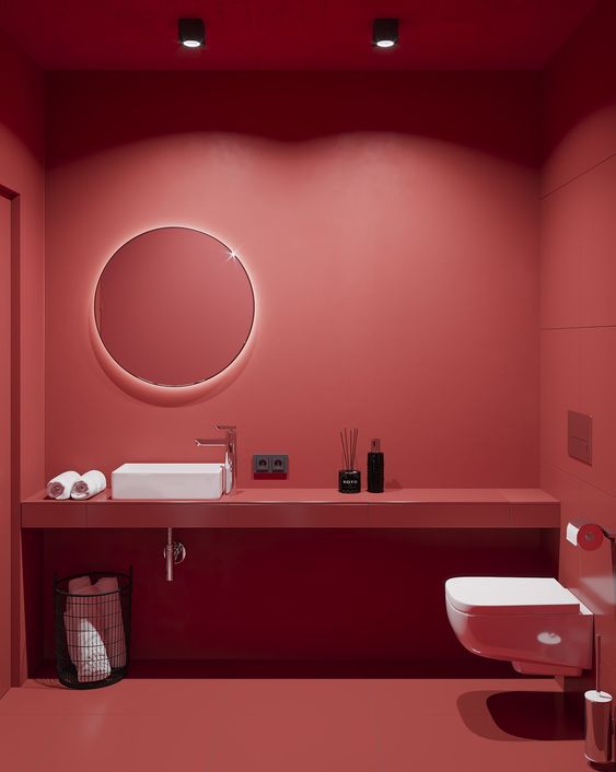 red bathroom color ideas