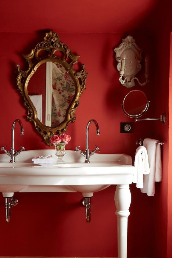 red bathroom color ideas