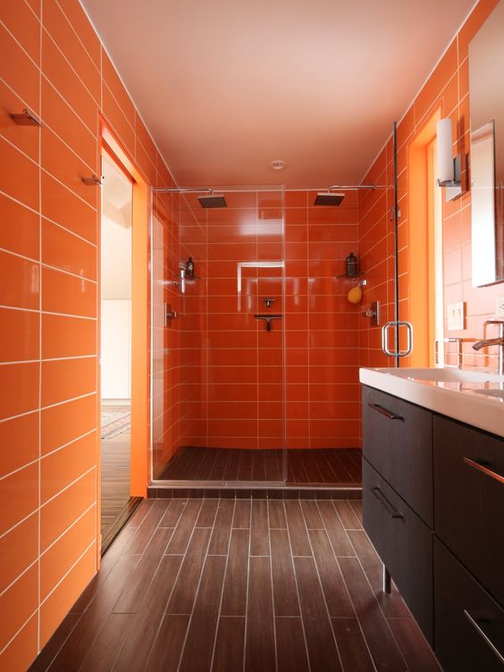 50 Cool Orange Bathroom Design Ideas - DigsDigs