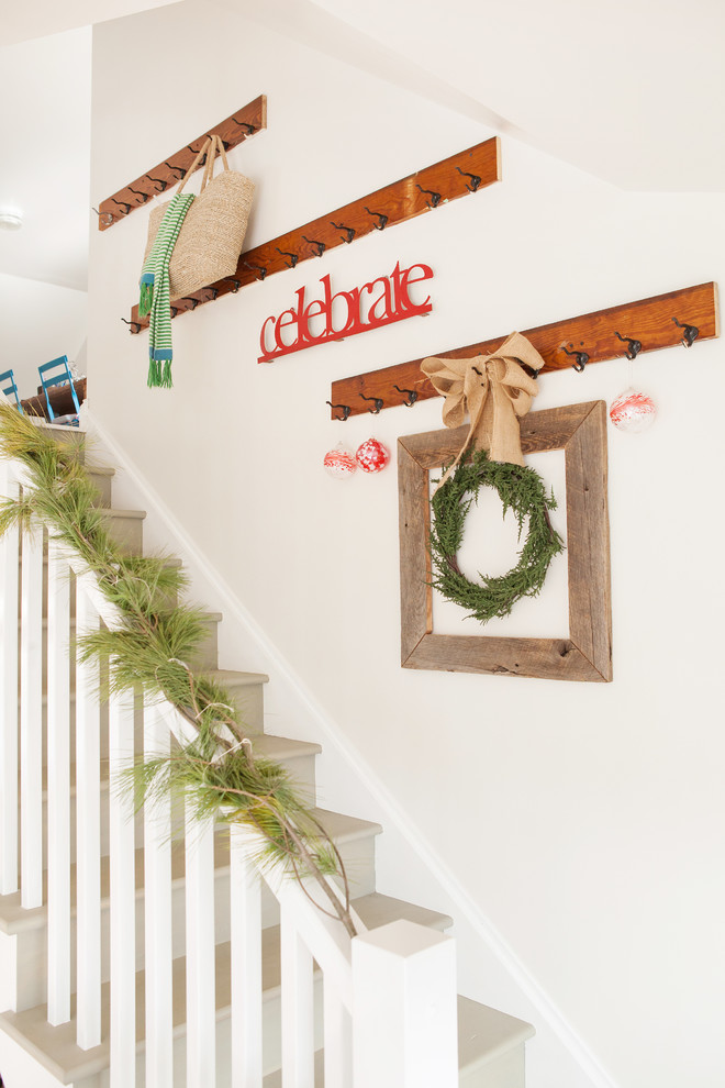 A distressed frame is a great way to make your staircase' decor look rustic.
