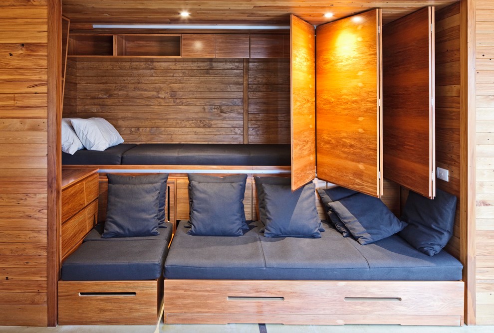 Hidden bed compartment is a perfect way to hide a bed in plain sight during the day.