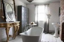 a lovely bathroom with a free-standing bathtub