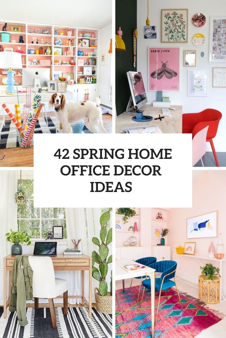 spring home office decor ideas cover