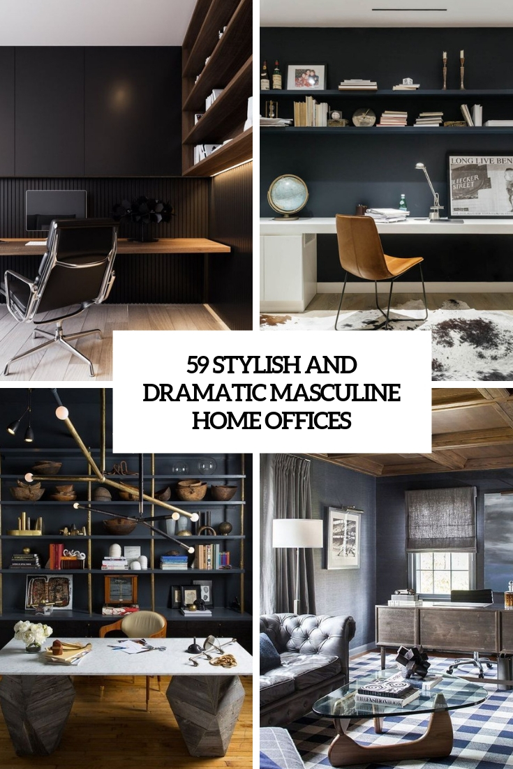 59 Stylish And Dramatic Masculine Home Offices - DigsDigs