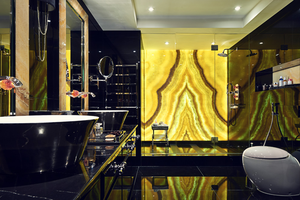 25 Black And Gold Bathroom Decor Ideas - DigsDigs