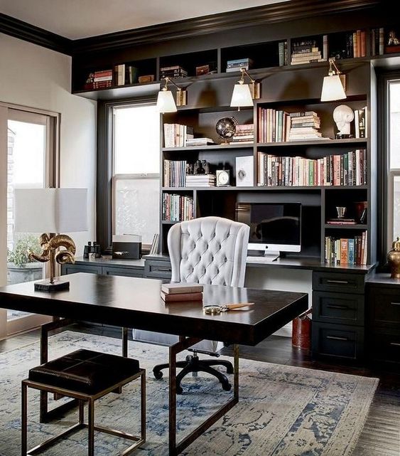 59 Stylish And Dramatic Masculine Home Offices - DigsDigs