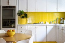 a colorful skinny tile kitchen backsplash