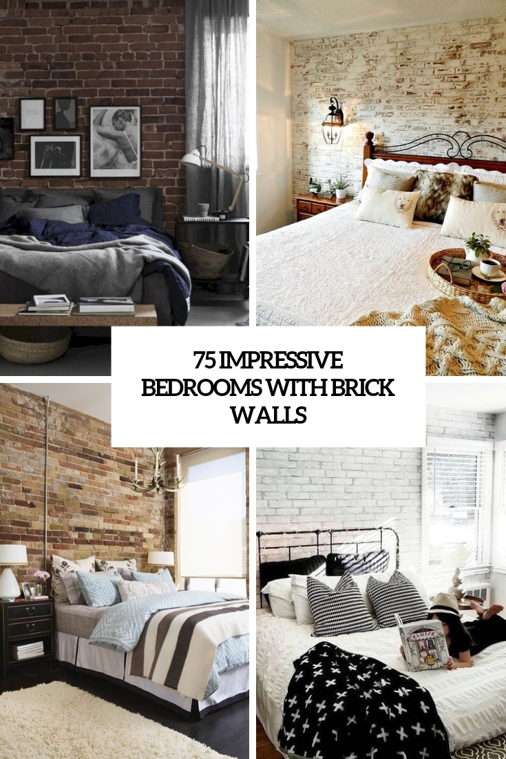 impressive bedrooms with brick walls cover