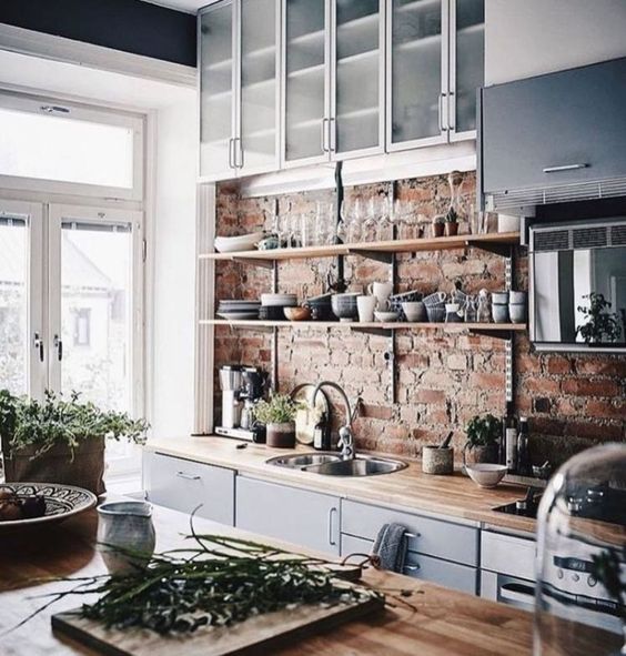 95 Stylish Kitchens With Brick Walls And Ceilings Digsdigs