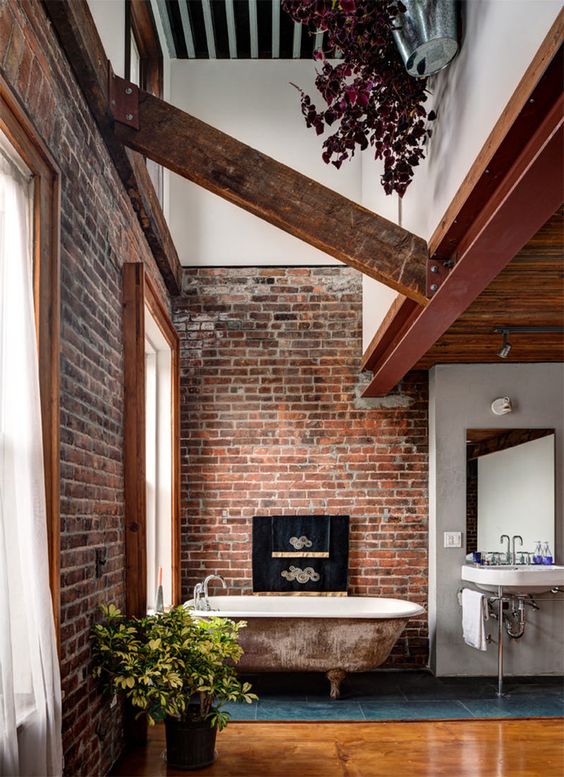 48 Stylish Bathrooms With Brick Walls And Ceilings DigsDigs