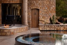 a fire bowl and a hot tub would make your patio a lovely oasis