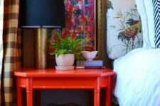 a large vintage red nightstand is a great idea to add color and a vintage feel to any space