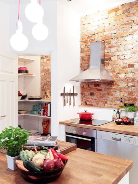 95 Stylish Kitchens With Brick Walls And Ceilings Digsdigs