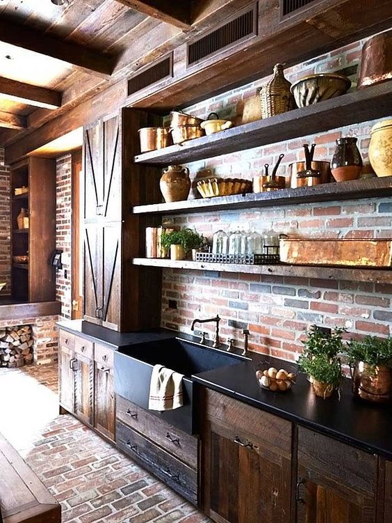 95 Stylish Kitchens With Brick Walls And Ceilings - DigsDigs