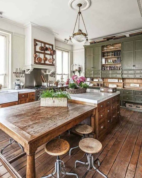 64 Vintage Wooden Kitchen Island Designs - DigsDigs