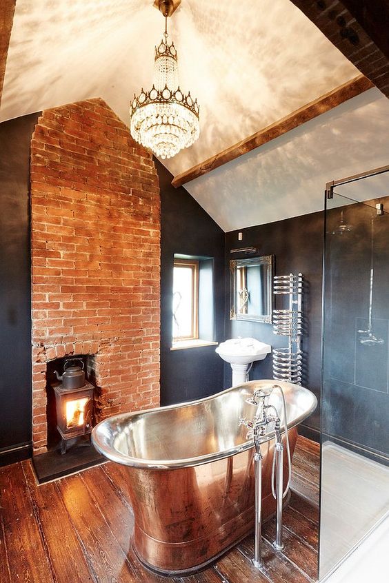 48 Stylish Bathrooms With Brick Walls And Ceilings DigsDigs