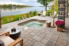 a built-in hot tub on a deck is a must when you have such beautiful views