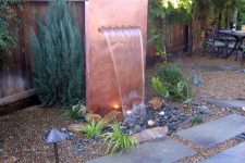 an outdoor waterfall could be made of copper too